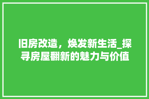 旧房改造，焕发新生活_探寻房屋翻新的魅力与价值