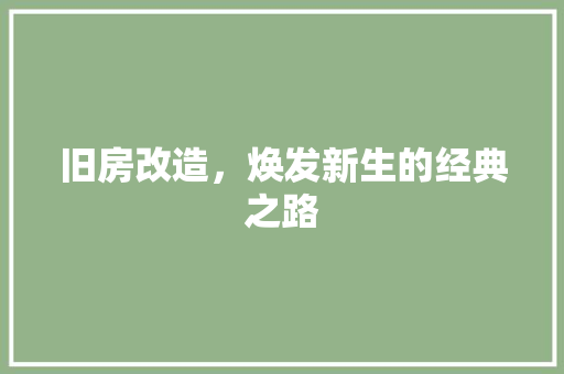 旧房改造，焕发新生的经典之路 墙体维修