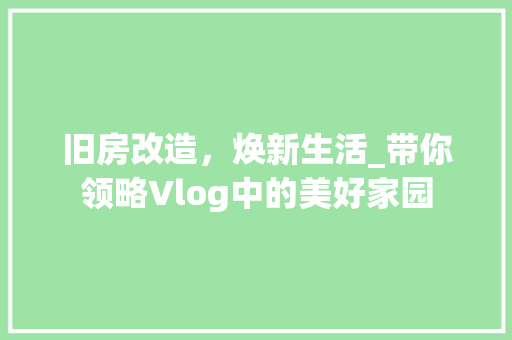 旧房改造，焕新生活_带你领略Vlog中的美好家园
