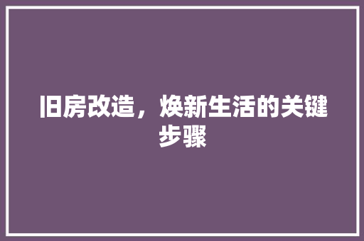 旧房改造，焕新生活的关键步骤 墙体维修