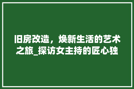 旧房改造，焕新生活的艺术之旅_探访女主持的匠心独运 墙体维修