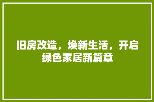 旧房改造，焕新生活，开启绿色家居新篇章 综合便民