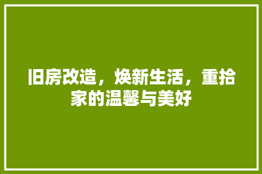旧房改造，焕新生活，重拾家的温馨与美好 家电维修