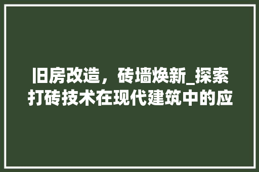 旧房改造，砖墙焕新_探索打砖技术在现代建筑中的应用