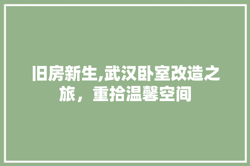旧房新生,武汉卧室改造之旅，重拾温馨空间 厨房维修