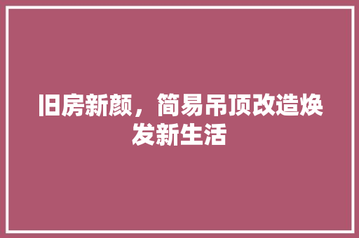 旧房新颜，简易吊顶改造焕发新生活 综合便民
