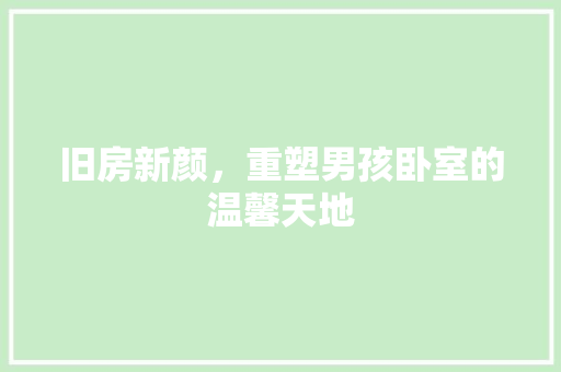 旧房新颜，重塑男孩卧室的温馨天地 墙体维修
