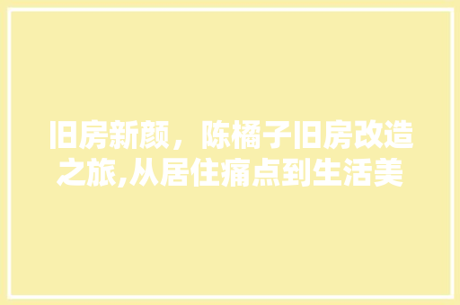 旧房新颜，陈橘子旧房改造之旅,从居住痛点到生活美学 墙体维修