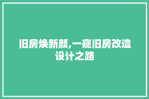 旧房焕新颜,一窥旧房改造设计之路 家电维修