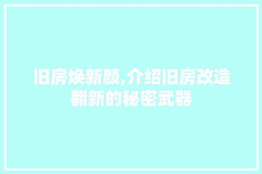 旧房焕新颜,介绍旧房改造翻新的秘密武器