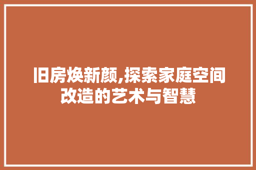 旧房焕新颜,探索家庭空间改造的艺术与智慧