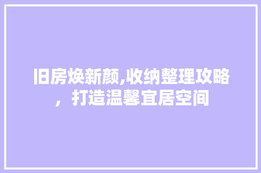 旧房焕新颜,收纳整理攻略，打造温馨宜居空间