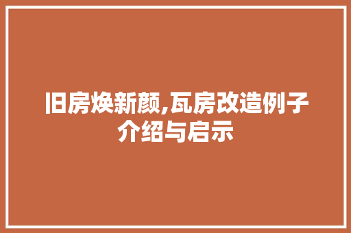 旧房焕新颜,瓦房改造例子介绍与启示 墙体维修