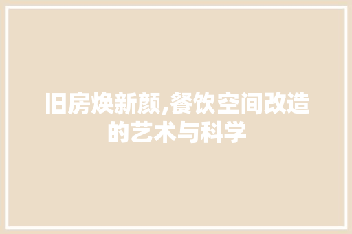 旧房焕新颜,餐饮空间改造的艺术与科学 厨房维修