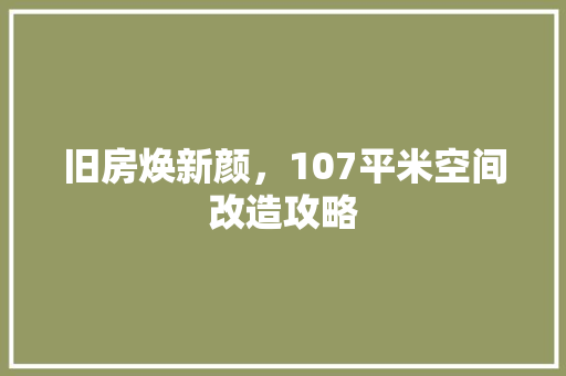 旧房焕新颜，107平米空间改造攻略 墙体维修