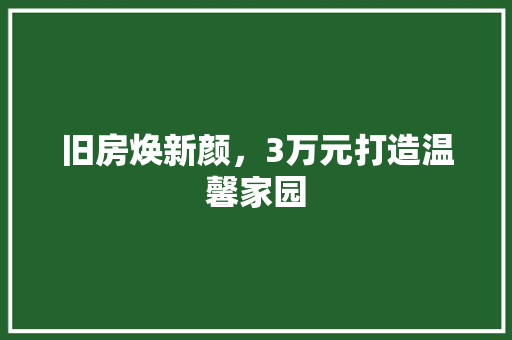 旧房焕新颜，3万元打造温馨家园 综合便民
