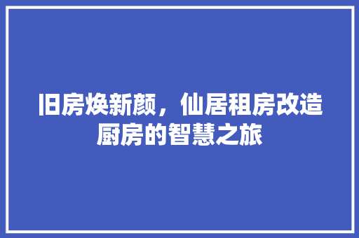 旧房焕新颜，仙居租房改造厨房的智慧之旅 墙体维修