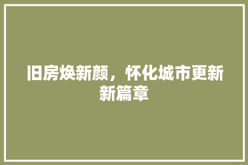 旧房焕新颜，怀化城市更新新篇章 厨房维修