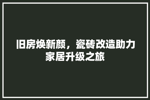旧房焕新颜，瓷砖改造助力家居升级之旅 墙体维修