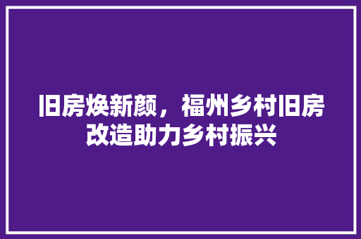 旧房焕新颜，福州乡村旧房改造助力乡村振兴 厨房维修