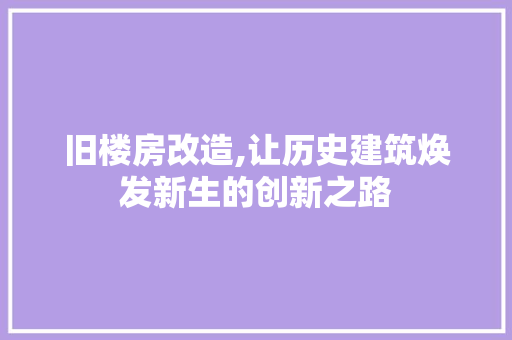 旧楼房改造,让历史建筑焕发新生的创新之路 厨房维修
