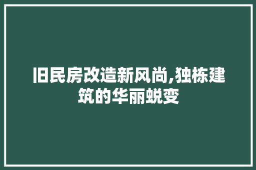 旧民房改造新风尚,独栋建筑的华丽蜕变