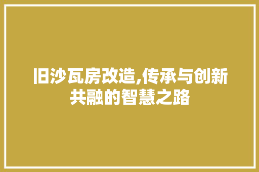 旧沙瓦房改造,传承与创新共融的智慧之路 汽车维修