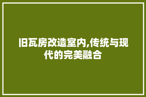 旧瓦房改造室内,传统与现代的完美融合 家电维修