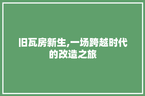 旧瓦房新生,一场跨越时代的改造之旅