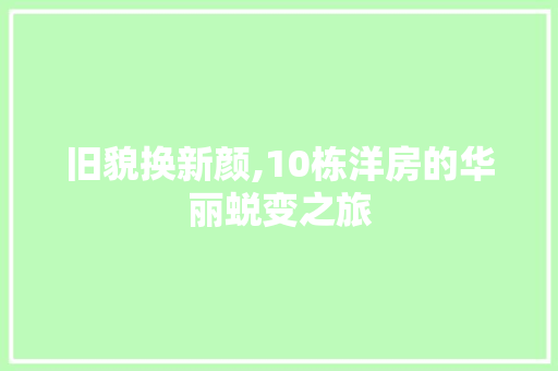 旧貌换新颜,10栋洋房的华丽蜕变之旅 综合便民