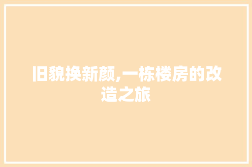 旧貌换新颜,一栋楼房的改造之旅