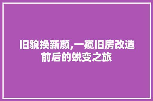 旧貌换新颜,一窥旧房改造前后的蜕变之旅