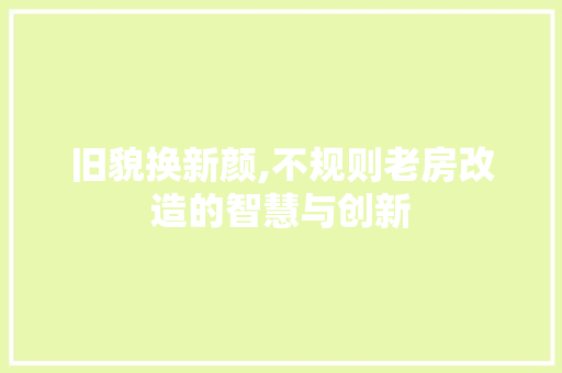 旧貌换新颜,不规则老房改造的智慧与创新 综合便民