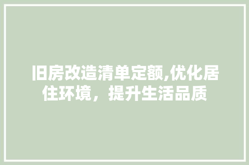 旧房改造清单定额,优化居住环境，提升生活品质 汽车维修