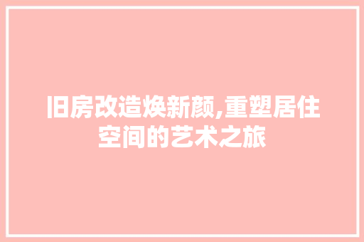 旧房改造焕新颜,重塑居住空间的艺术之旅 家电维修
