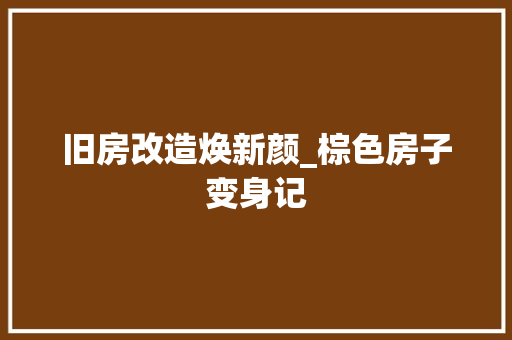 旧房改造焕新颜_棕色房子变身记 厨房维修