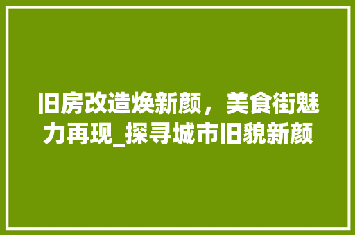 旧房改造焕新颜，美食街魅力再现_探寻城市旧貌新颜背后的故事 汽车维修