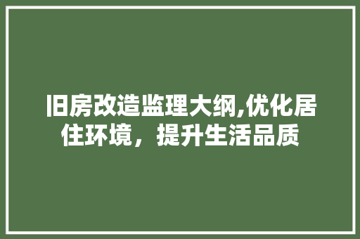 旧房改造监理大纲,优化居住环境，提升生活品质 墙体维修
