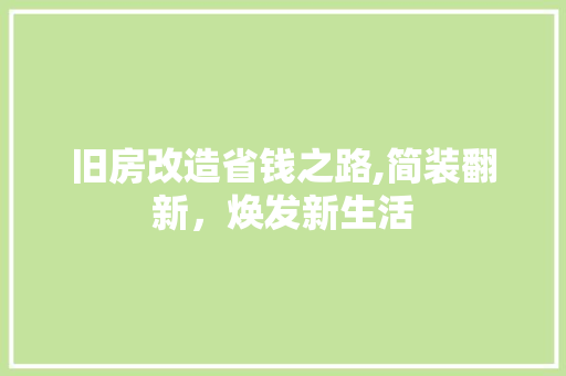 旧房改造省钱之路,简装翻新，焕发新生活 墙体维修