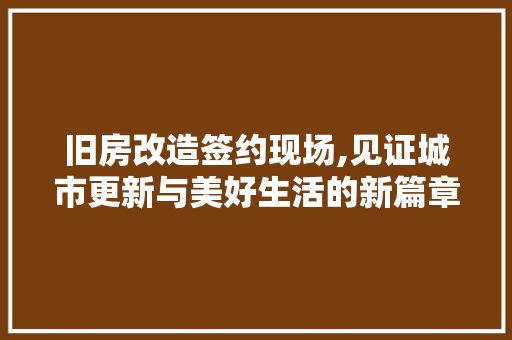 旧房改造签约现场,见证城市更新与美好生活的新篇章 汽车维修