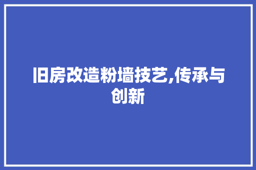 旧房改造粉墙技艺,传承与创新