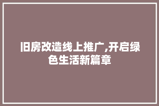 旧房改造线上推广,开启绿色生活新篇章 厨房维修