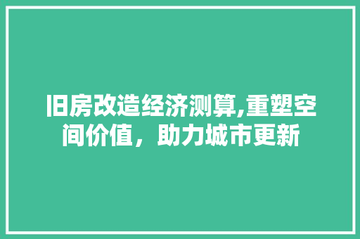 旧房改造经济测算,重塑空间价值，助力城市更新 家电维修