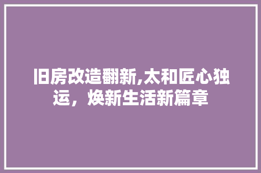 旧房改造翻新,太和匠心独运，焕新生活新篇章
