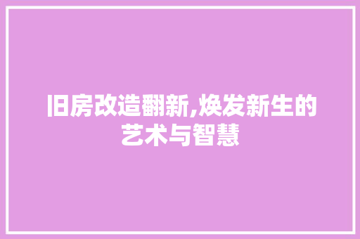 旧房改造翻新,焕发新生的艺术与智慧