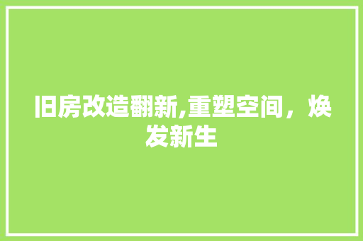 旧房改造翻新,重塑空间，焕发新生 综合便民