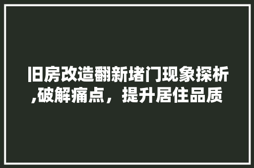 旧房改造翻新堵门现象探析,破解痛点，提升居住品质 汽车维修