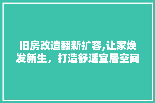 旧房改造翻新扩容,让家焕发新生，打造舒适宜居空间 家电维修