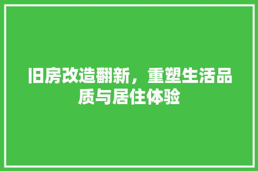 旧房改造翻新，重塑生活品质与居住体验