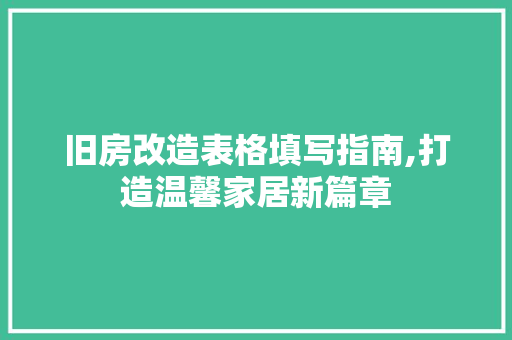 旧房改造表格填写指南,打造温馨家居新篇章 墙体维修